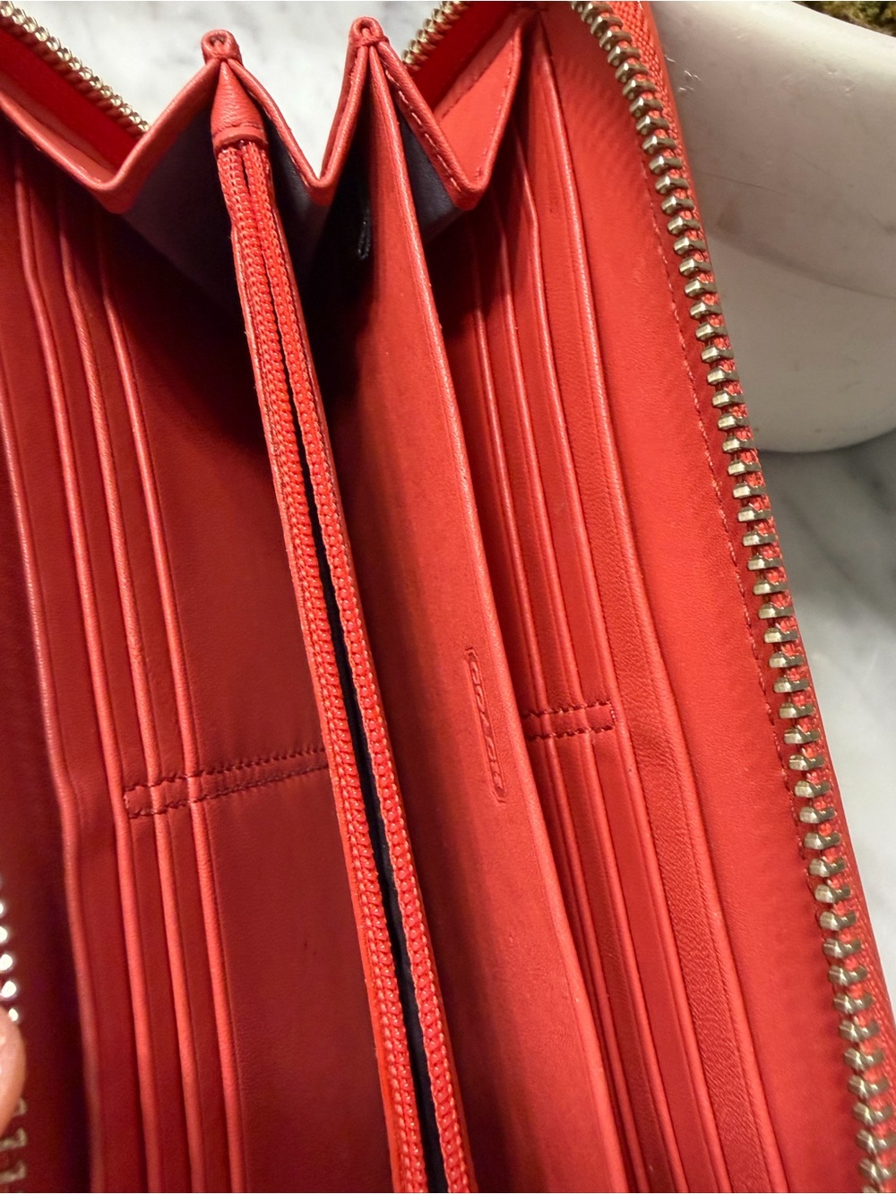 Coach Glossy Patent Leather Wallet in Coral Red - Picture 5 of 13